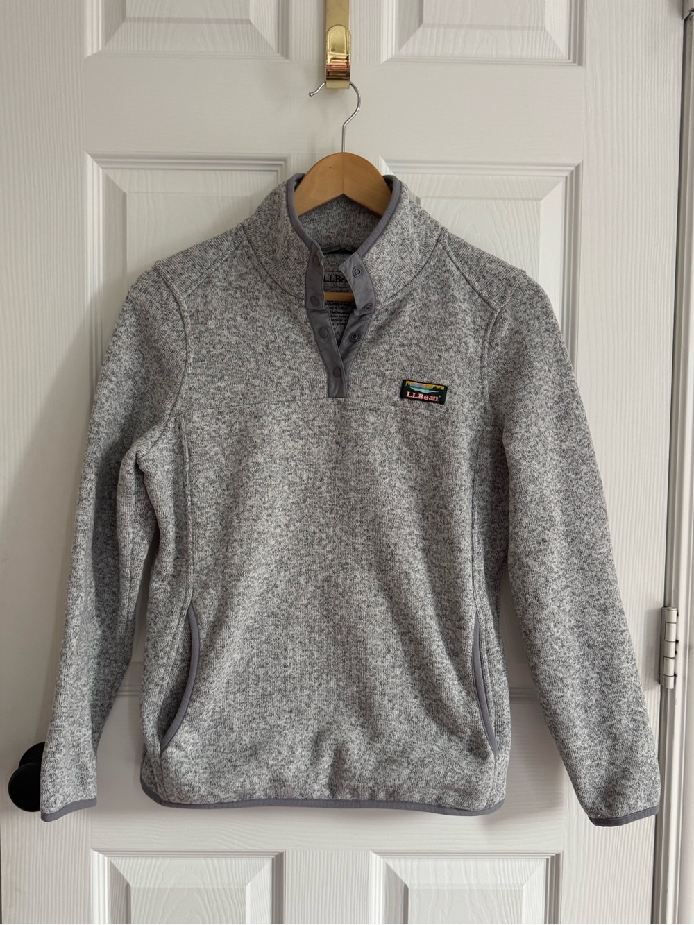 🤎 L.L. Bean 🤎 Gray Heather Snap-Front Fleece Pullover (S)